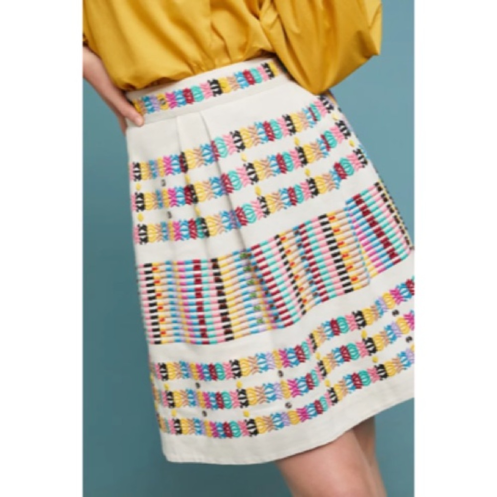 NWT Anthropologie Akemi + Kin Jemima Beaded Rainbow Striped Skirt